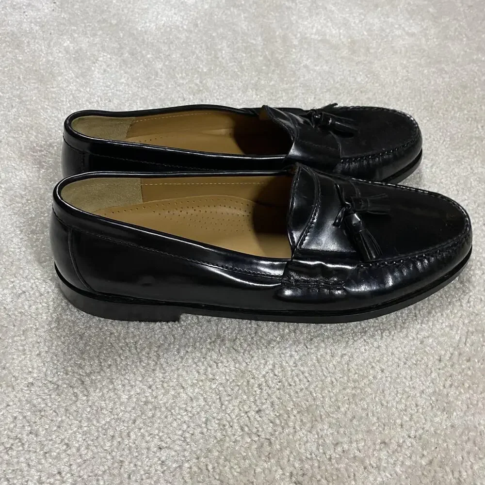Cole Haan Shoes Mens 11.5 D Black Leather Tassel Loafers Dress Brazil 03506